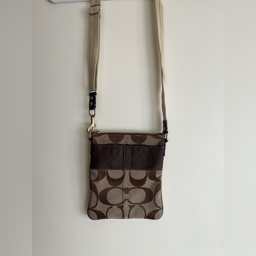 Coach tan and brown crossbody bag